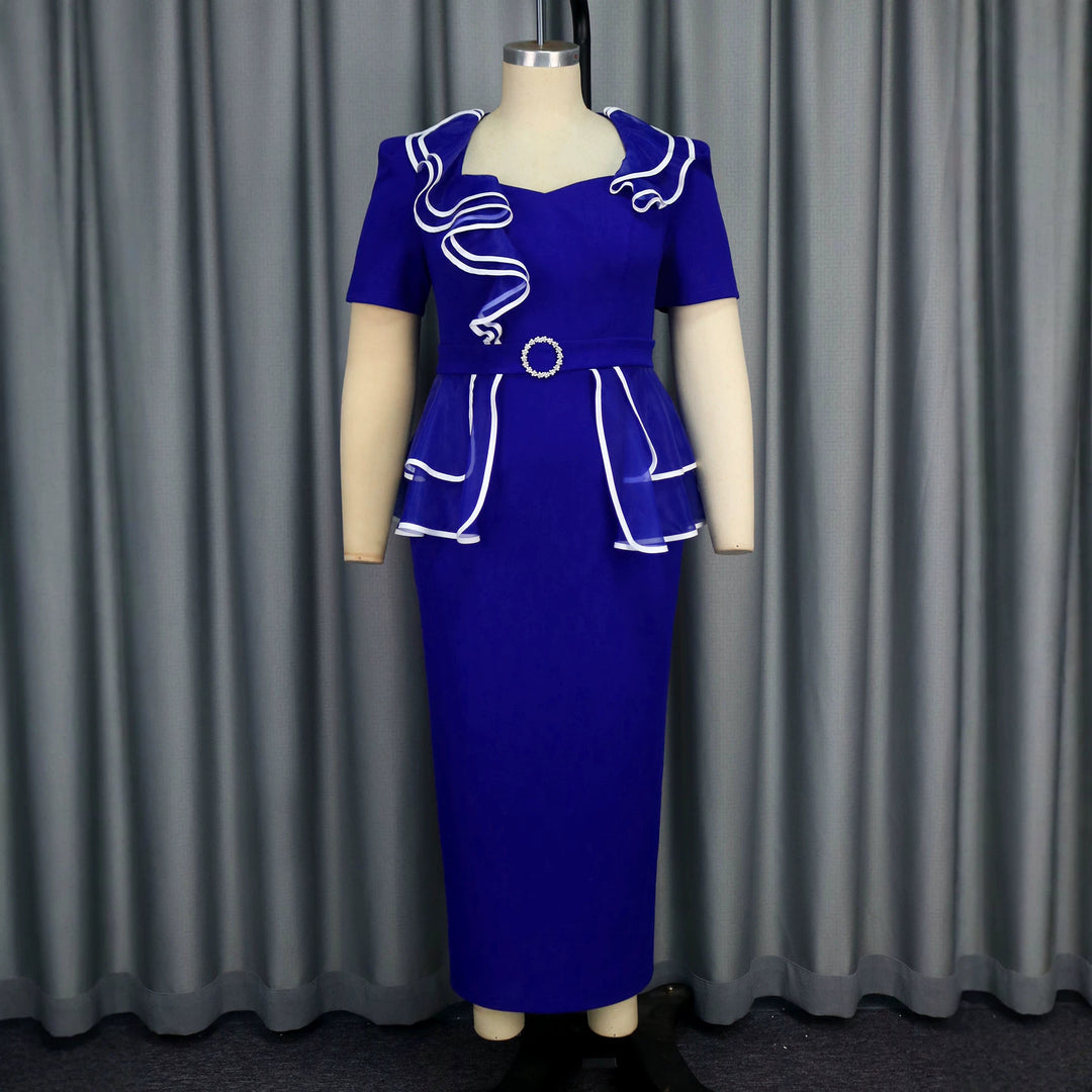 Damen figurbetontes Kleid mit fließendem Rüschendesign Drune