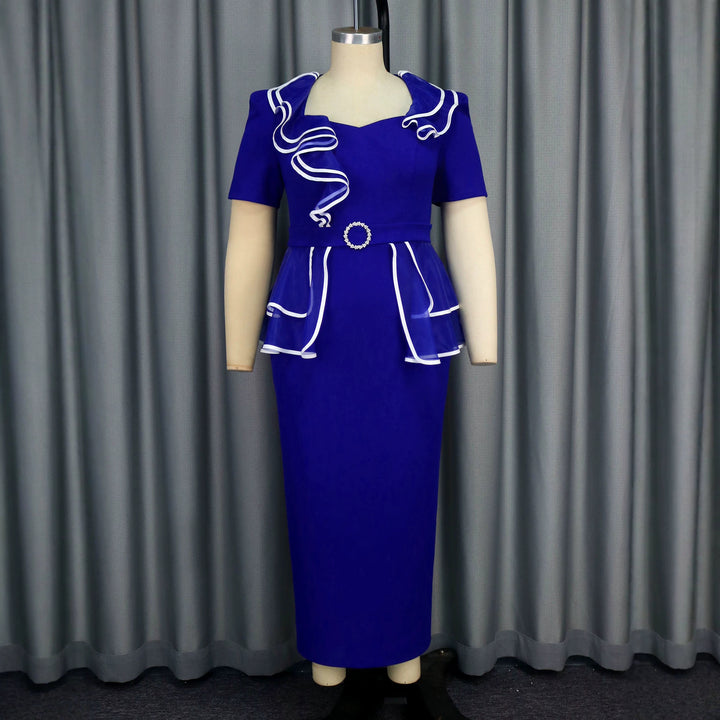 Damen figurbetontes Kleid mit fließendem Rüschendesign Drune