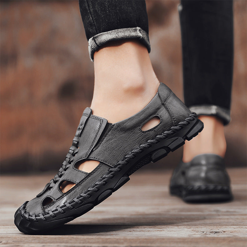Herren Leder-Sandalen mit offenem Design Drune
