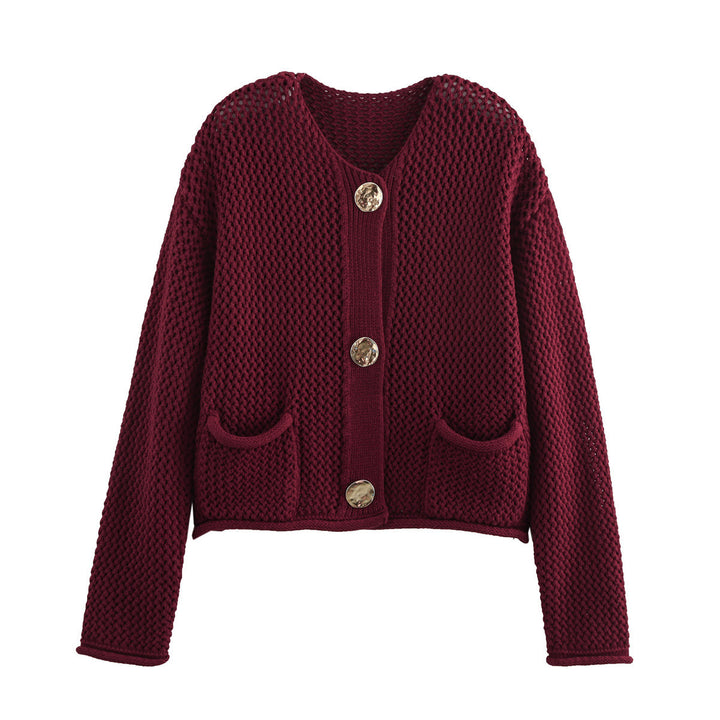 Damen Strickjacke mit dekorativen Knopfdetails und Taschen Drune