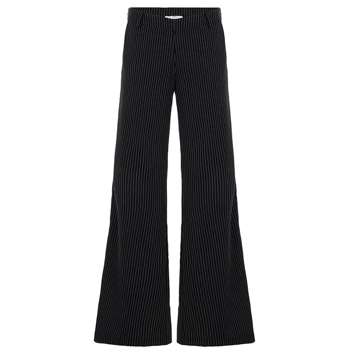 Damen weite Hochtaillierte Stoffhose mit Streifenmuster Drune