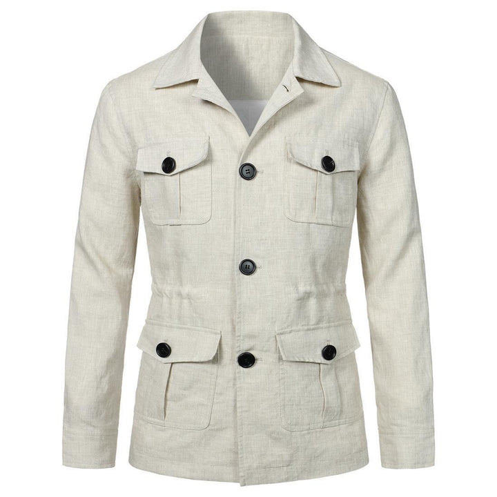 Herren nan Utility-Jacke aus Leinen mit vier aufgesetzten Taschen und taillierter Silhouette Drune