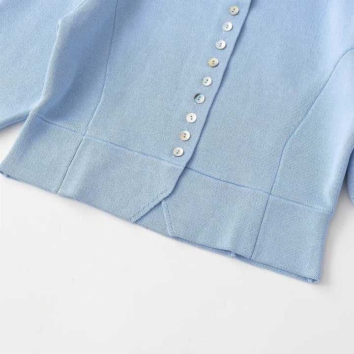 Damen elegantes Cardigan mit feinem Rippenmuster und dekorativen Knöpfen Drune