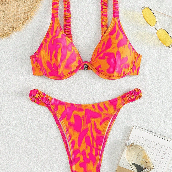 Damen Push-Up Bikini mit modischem Rüschendesign Drune