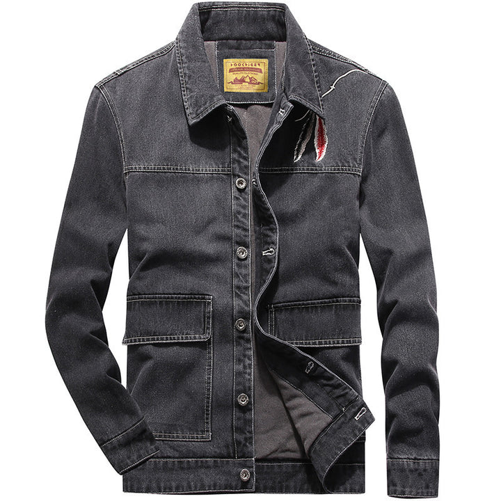 Herren Jeansjacke mit Used-Effekt, aufgesetzten Taschen und eingesticktem Rissdetail Drune