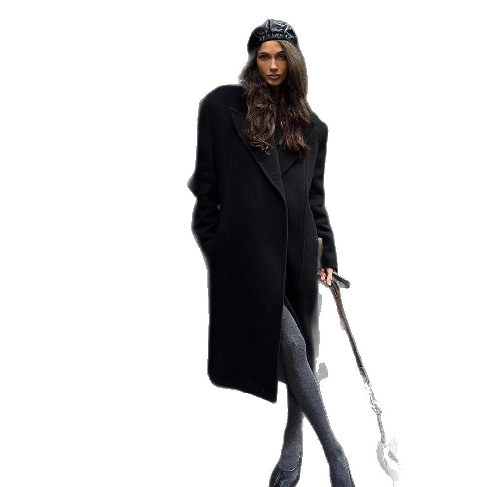 Damen Maxilanger Wollmix-Mantel im Oversize-Cocoon-Schnitt mit markanter Schulterlinie Drune