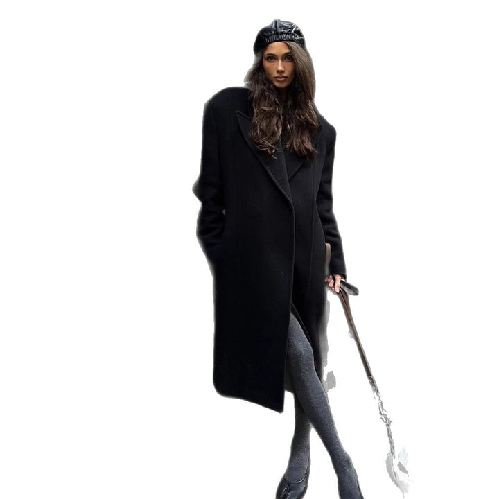 Damen Maxilanger Wollmix-Mantel im Oversize-Cocoon-Schnitt mit markanter Schulterlinie Drune