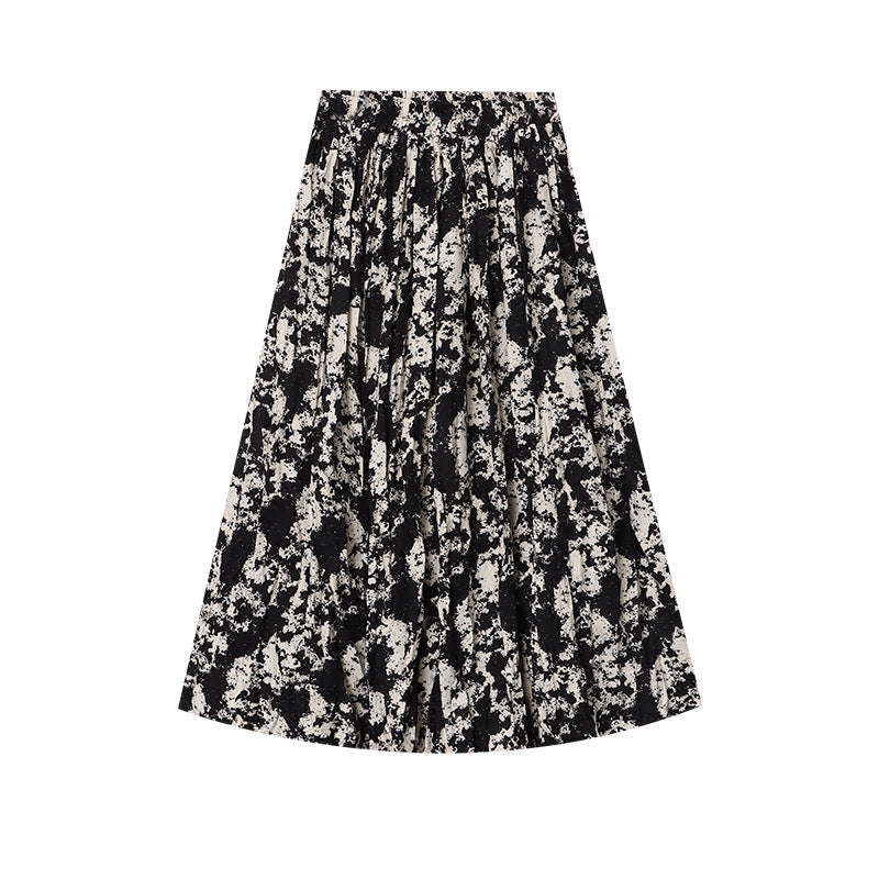 Damen midirock mit floralem Muster und elegantem Faltenwurf Drune