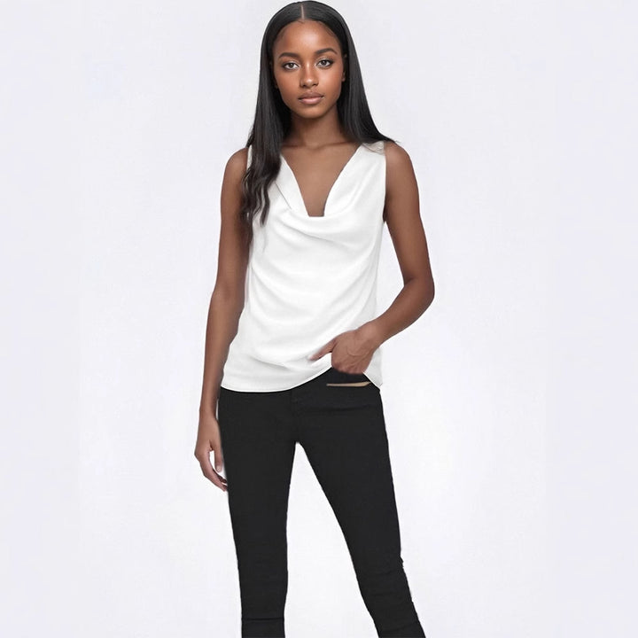 Damen elegant drapiertes Top Drune