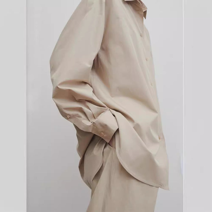 Damen weite und elegante Hochbundhose mit klassischen Falten Drune
