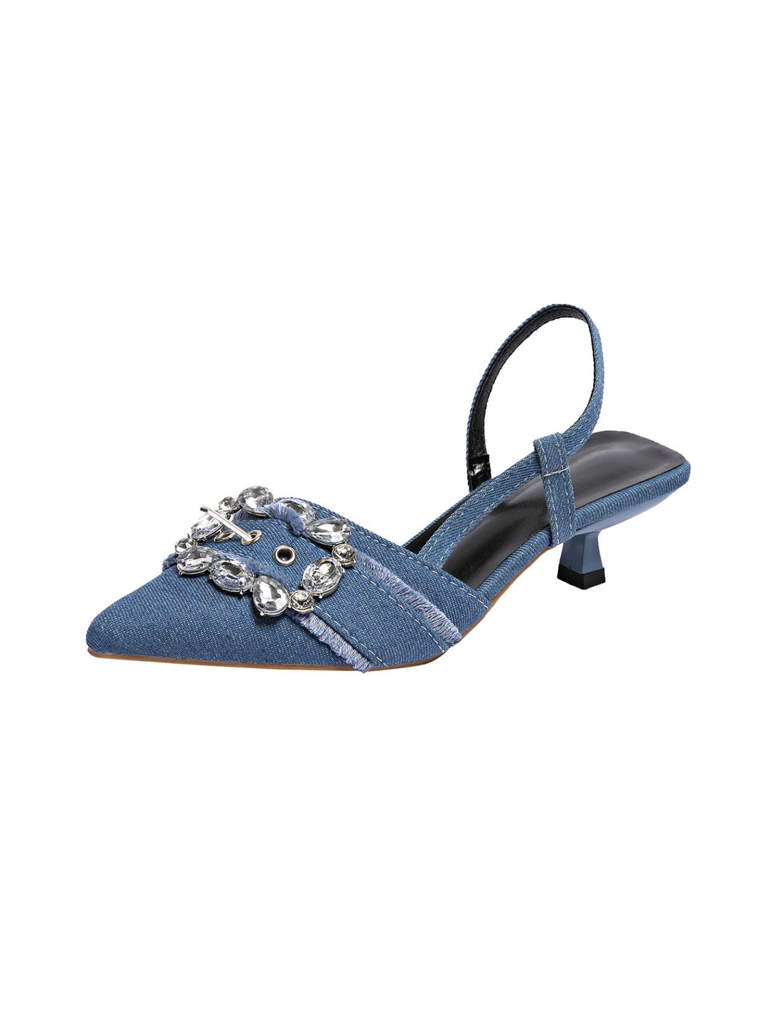 Damen Slingback-Pumps mit eleganter Strass-Schnalle Drune