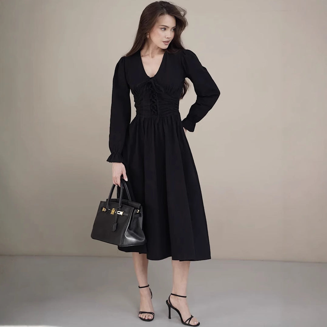 Damen Midikleid mit Rüschendetails und Taillengürtel Drune
