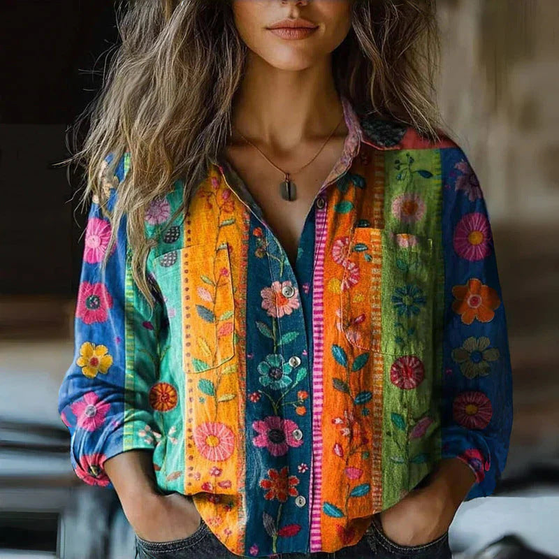 Damen Modische Bluse mit Paisleymuster Drune