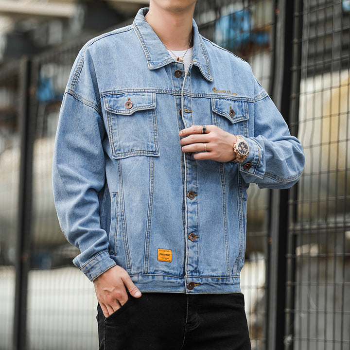 Herren Denimjacke im lässigen Stil mit funktionalen Pattentaschen und robustem Design Drune