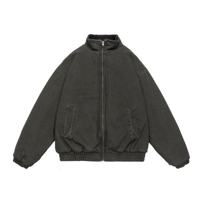 Herren Gefütterte weit geschnittene Winterjacke mit Sherpa-Futter und Stehkragen Drune