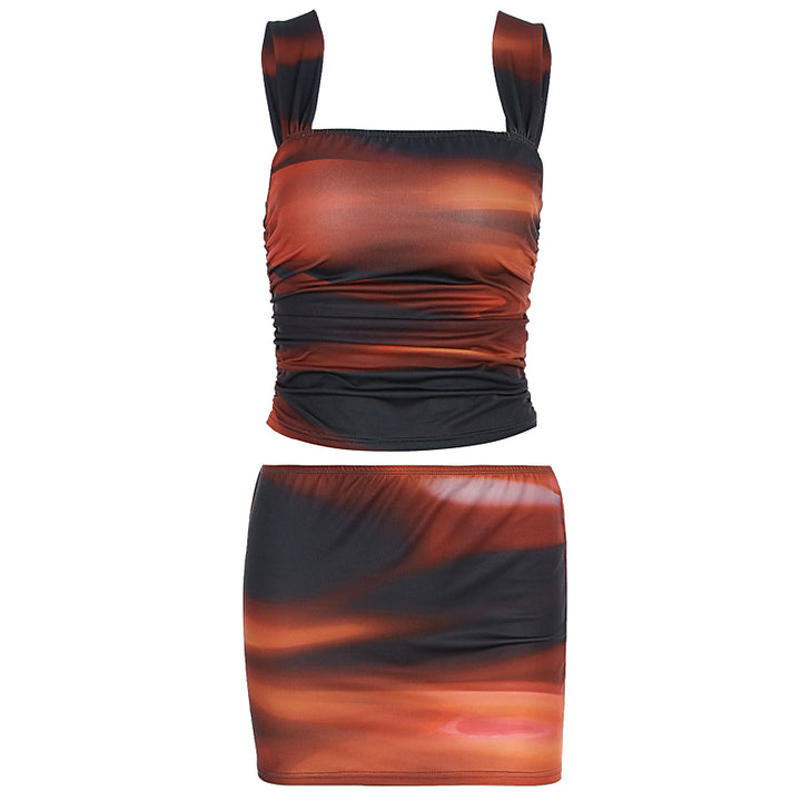 Damen Mini-Kleid mit gerafftem Oberteil und elastischem Bund Drune