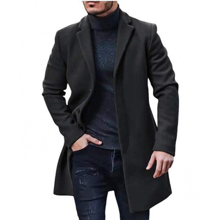 Herren Wollmantel mit schmalem Schnitt und Reverskragen