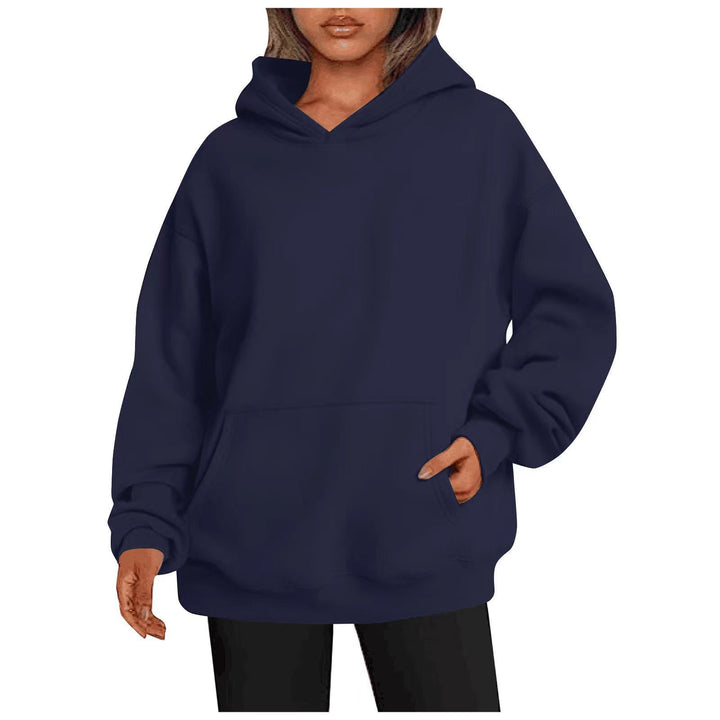 Damen nan extralanger Oversize-Kapuzenpullover im Boxy-Schnitt mit Kängurutasche und geripptem Abschluss Drune