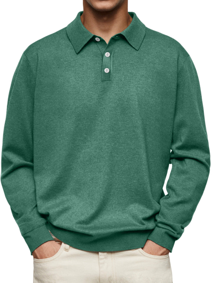 Drune | Poloshirt Relaxed Fit Lange Ärmel Weiches Strickmaterial Atmungsaktiver Stoff