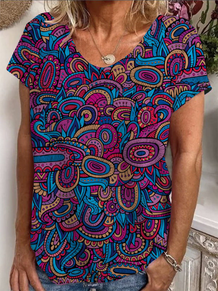 Damen Lockere Bluse mit buntem Paisleymuster Drune