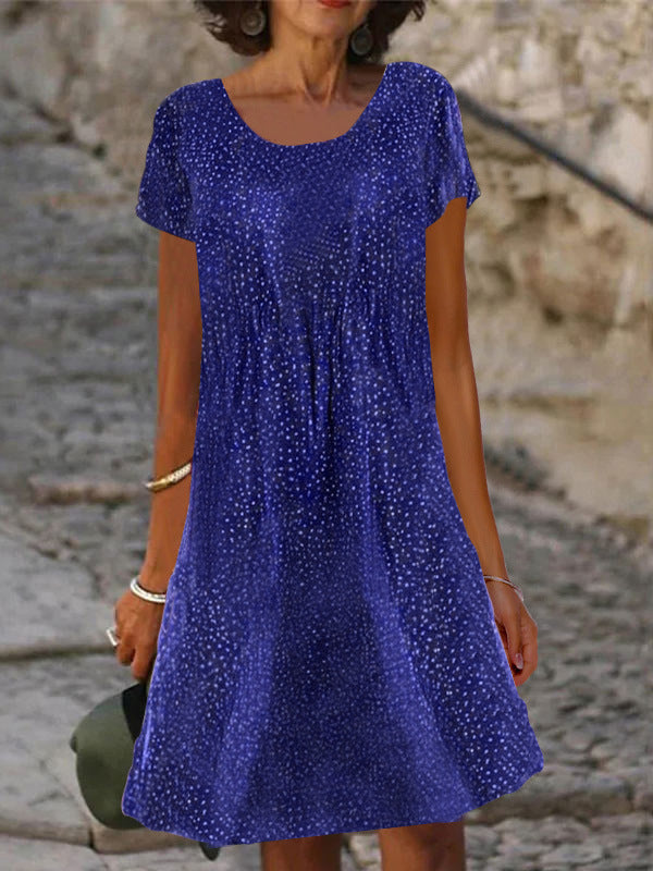 Damen lässiges Sommerkleid mit modernen Mustern und femininem Schnitt Drune