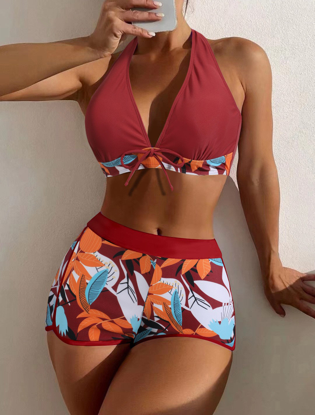 Damen Sportliches Bikini-Set mit floralem Muster Drune