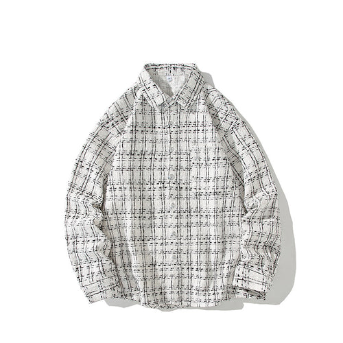 Herren Strukturierte Bouclé-Hemdjacke mit Karo-Jacquard und legerer Passform Drune