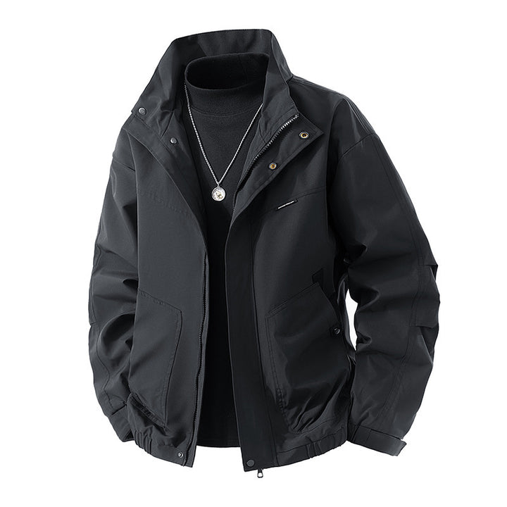Herren Leichte technische Freizeitjacke mit Stehkragen, verdecktem Reißverschluss und elastischem Saum Drune