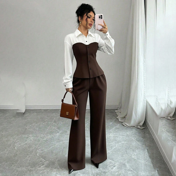 Damen Eleganter Blazer mit hochgeschnittenem Hosenanzug Drune