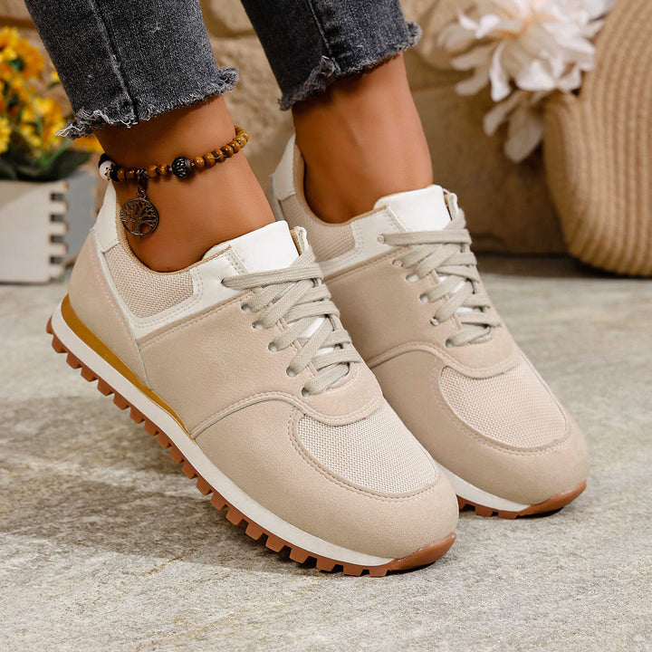 Damen leichte Retro-Lauf- und Freizeitsneaker mit gepolstertem Komfortfußbett und griffiger Profilsohle Drune