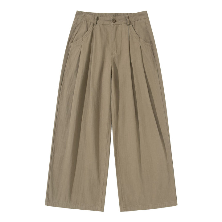 Damen Weite Bundfalten-Culottehose mit hohem Bund und tiefen Eingrifftaschen Drune