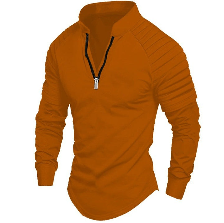 Herren Sportliches Langarmshirt mit Stehkragen und Reißverschluss Drune