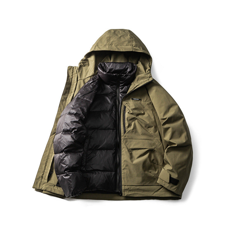 Herren Funktionelle Outdoor-Softshelljacke mit Kapuze und Mehrfachtaschen Drune