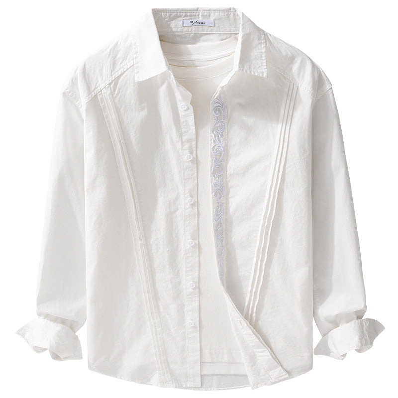 Damen Baumwollbluse mit Biesen, Stickdetail und Relaxed-Fit Drune