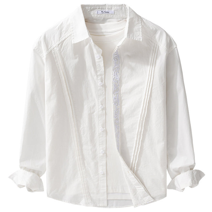 Damen Baumwollbluse mit Biesen, Stickdetail und Relaxed-Fit Drune