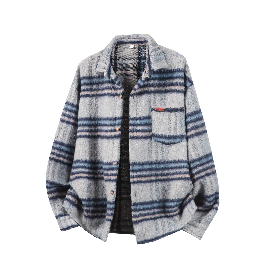 Unisex Oversize-Karo-Hemdjacke mit weichem Bouclé-Finish Drune