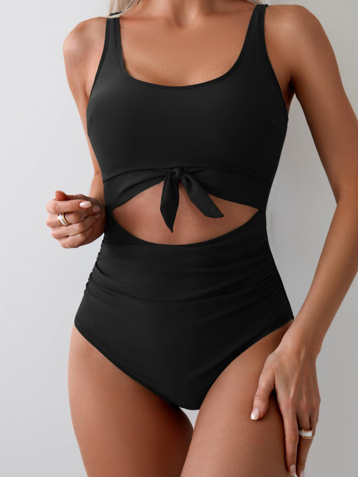 Damen Einteiliger Badeanzug mit trendigem Cut-Out-Design und verstellbarem Knoten Drune