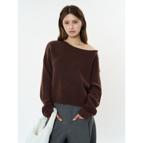 Damen Weicher Off-Shoulder Feinstrickpullover mit überschnittener Schulterpartie Drune