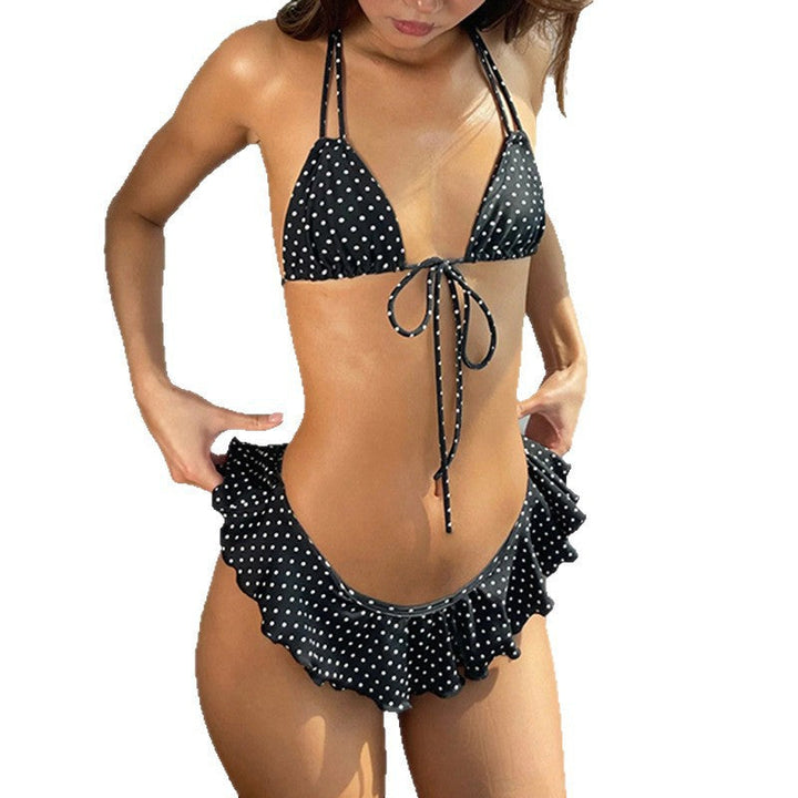 Damen Bikini Set mit rüschenartigem Höschen und verspieltem Punkte-Muster Drune