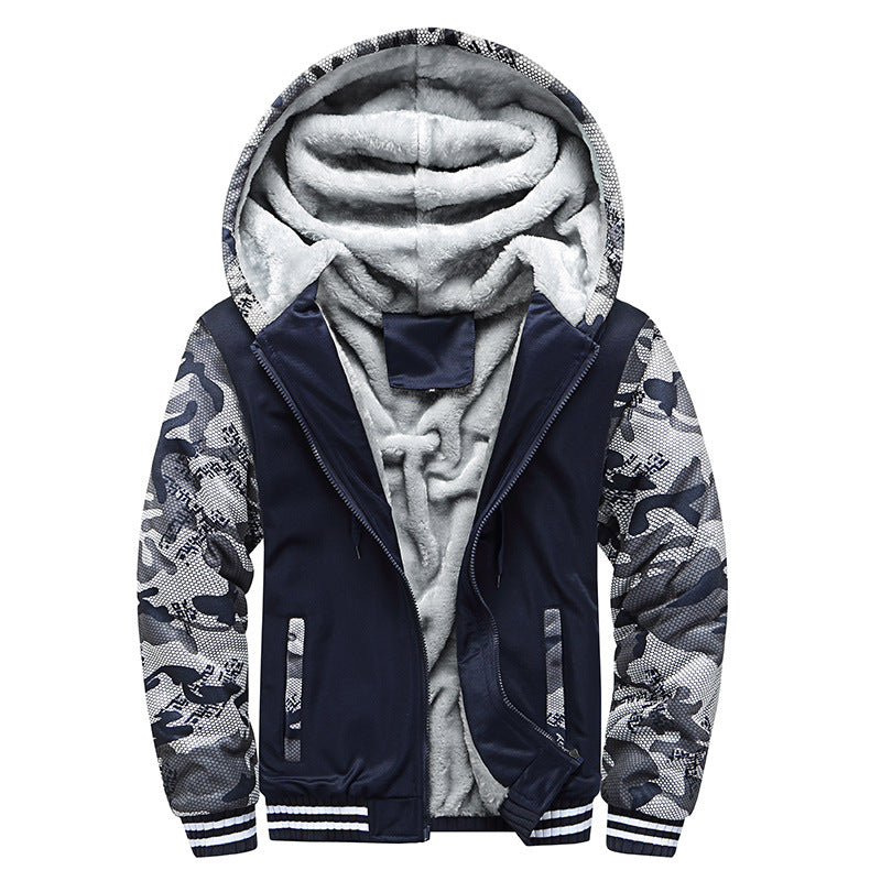 Herren Gepolsterte Kapuzenjacke mit Teddyfleece-Innenfutter, zweifarbigem Ärmeldesign und Reißverschluss Drune
