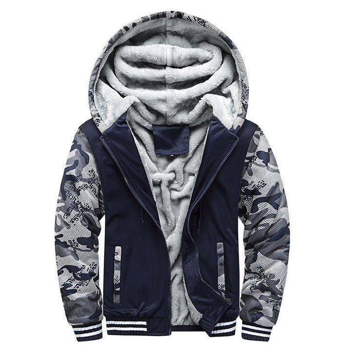 Herren Gepolsterte Kapuzenjacke mit Teddyfleece-Innenfutter, zweifarbigem Ärmeldesign und Reißverschluss Drune