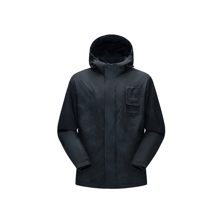 Herren Minimalistische technische Shell-Jacke mit Kapuze und Utility-Brusttasche Drune