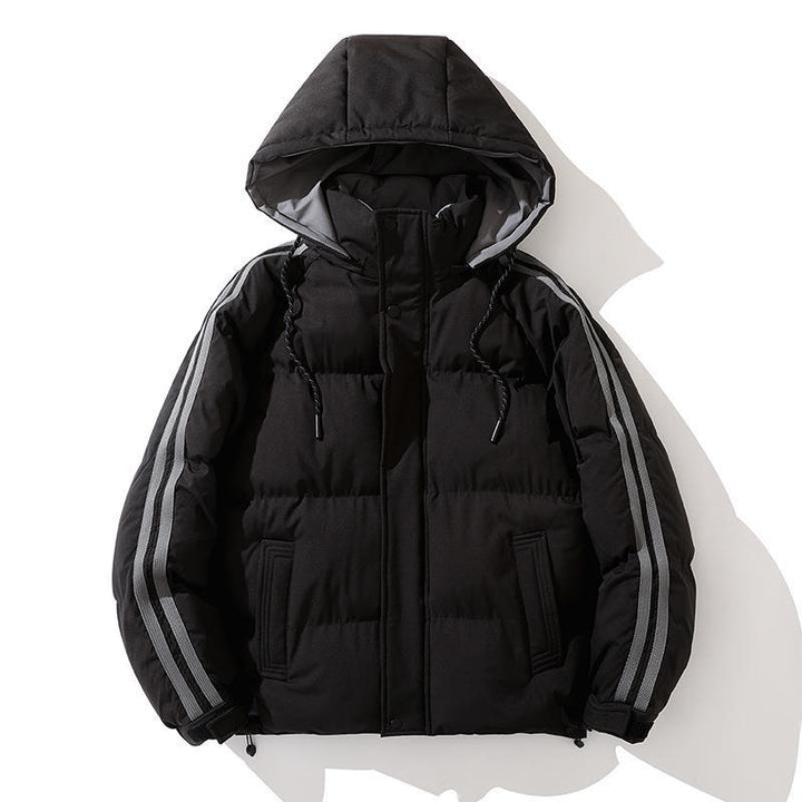 Unisex Wattierte Kapuzenjacke mit Kordelzug und Kontraststreifen Drune