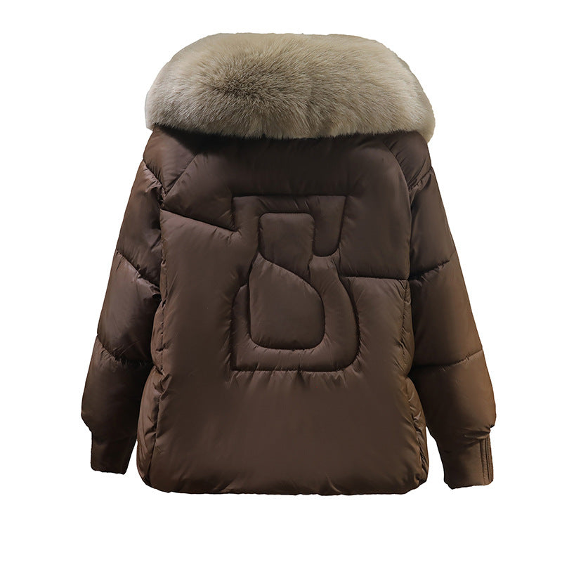 Damen Modische und gefütterte Winterjacke mit abnehmbarem Kunstfellkragen Drune