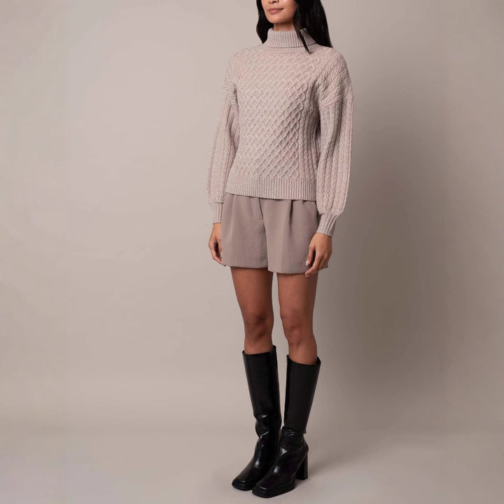 Damen Modischer Strickpullover mit hohen Kragen