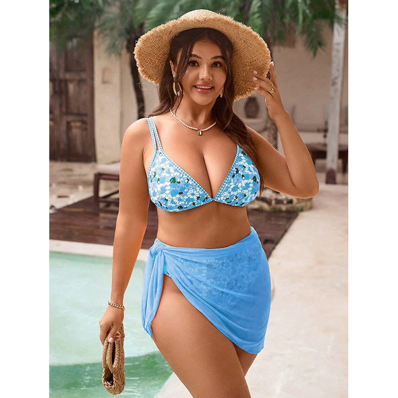 Damen Bikiniset mit floralen Akzenten und modischem Wickeltuch Drune
