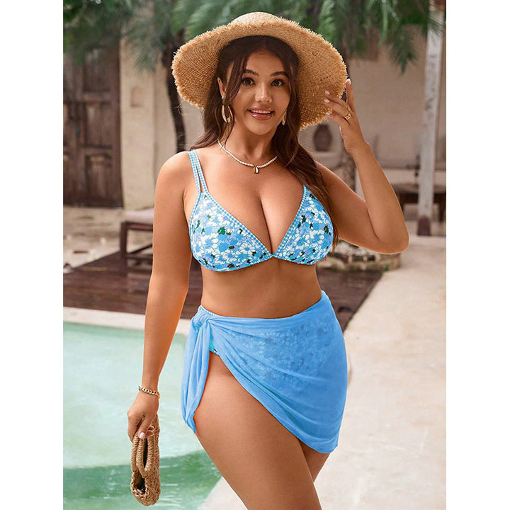 Damen Bikiniset mit floralen Akzenten und modischem Wickeltuch Drune