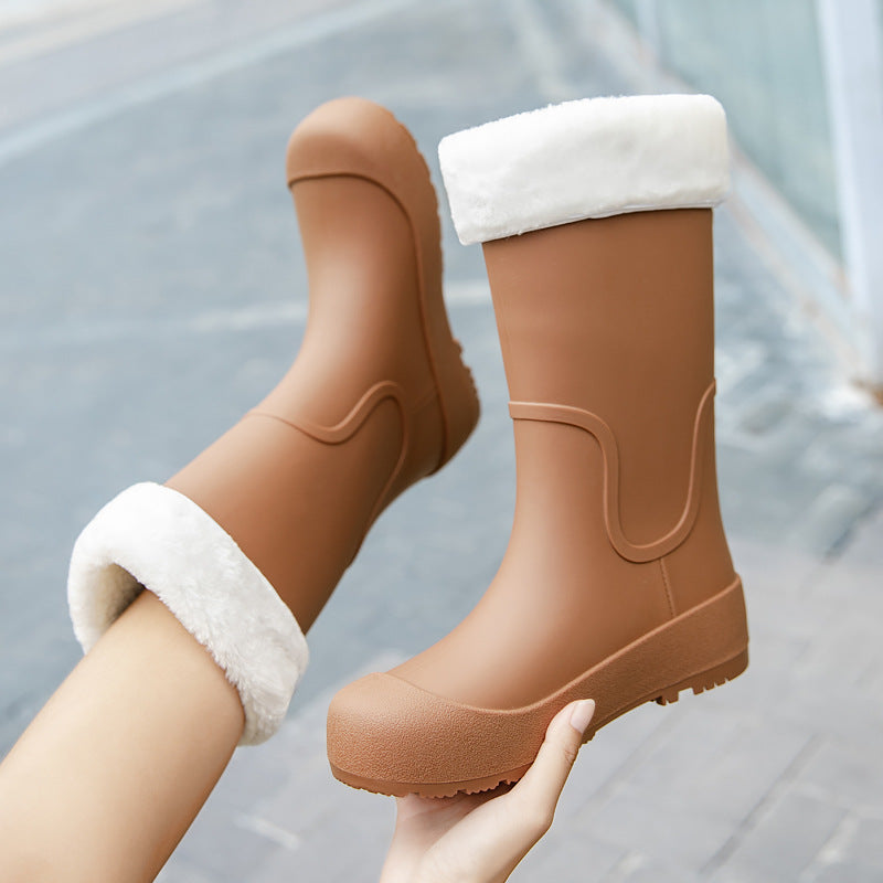 Damen Mittelhohe wasserdichte Gummistiefel mit griffiger Profillaufsohle Drune