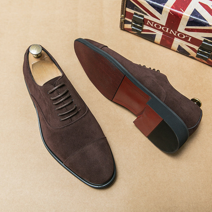Herren elegante Veloursleder Oxford-Halbschuhe mit Kaptoefen-Detail, gepolstertem Komfortfußbett und rutschfester Gummisohle Drune