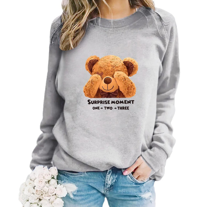 Damen Sweatshirt mit niedlichem Bärenmotiv und modernem Schriftzug Drune